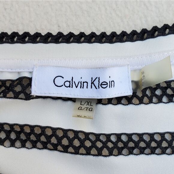 Calvin Klein black and white striped swim suit cover - Picture 7 of 13